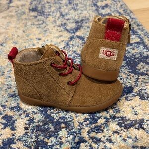 UGG Kids Brown Boots with Red Accents
